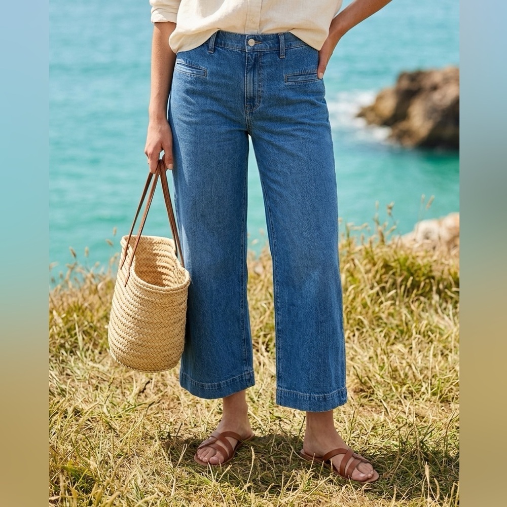 Crew wide-leg crop cottagecore  jeans